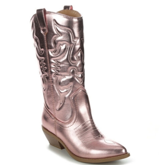 New Pink Western Cowboy Mid-Calf Boots - Picture 2 of 5